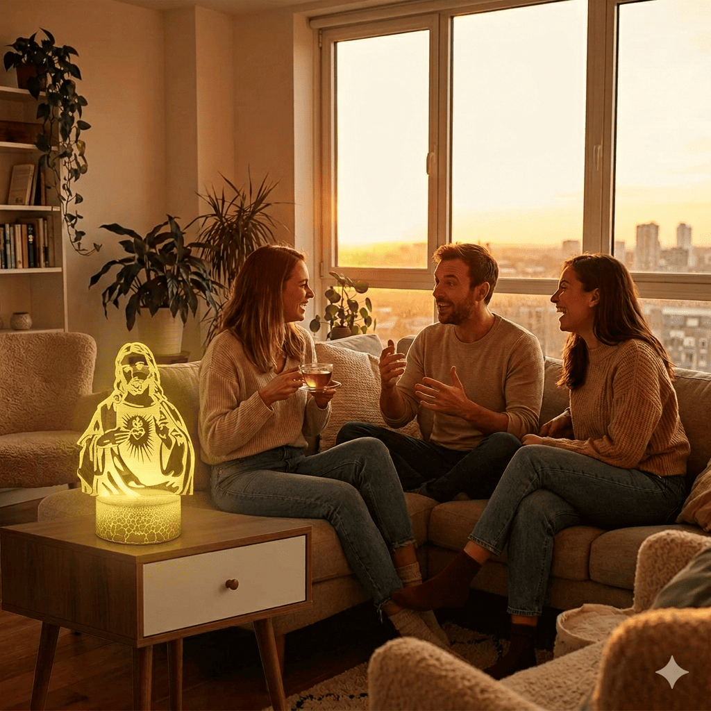 EL-5000 ⁄ Lampara Led 3D del venerado Sagrado Corazon de Jesus Imagen 4 de 4