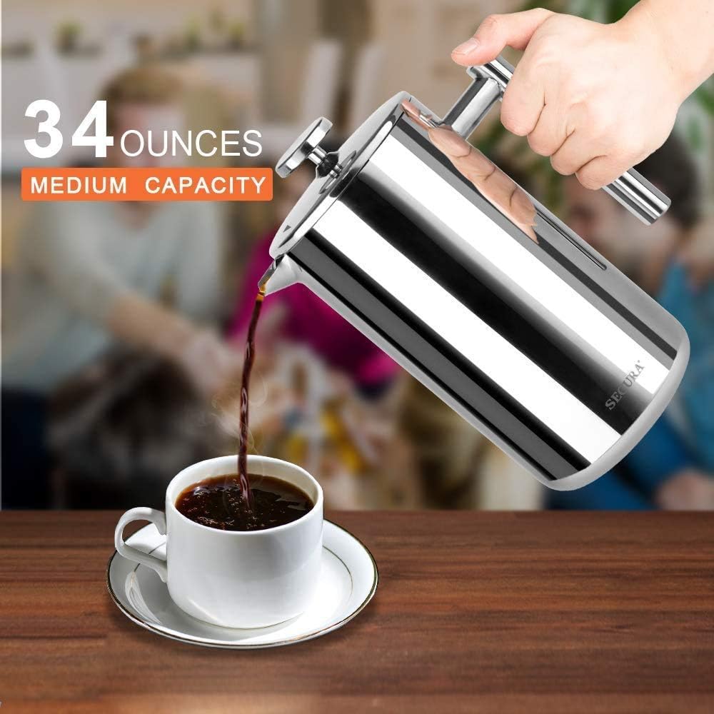 Cafetera Prensa Francesa Acero Inoxidable 34 Oz 1000 ml Img1