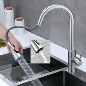 DR-01002 Grifo Para Lavaplatos Extraible De Lujo NEGRO o PLATEADO